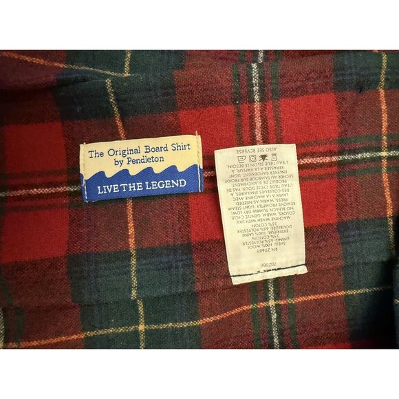 Vintage PENDLETON Board Shirt Plaid Boyd Tartan Wool Flap Pockets Loop Collar XL - Picture 4 of 6